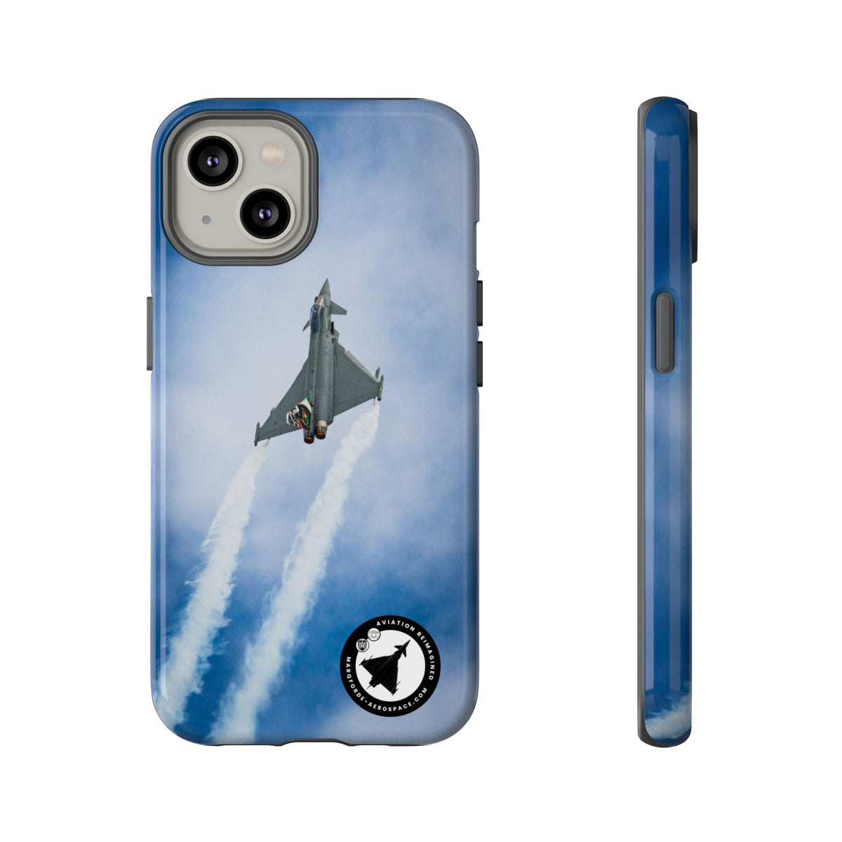 Italian Eurofighter climbing with twin white trails aviation photo iPhone tough phone case – view 11