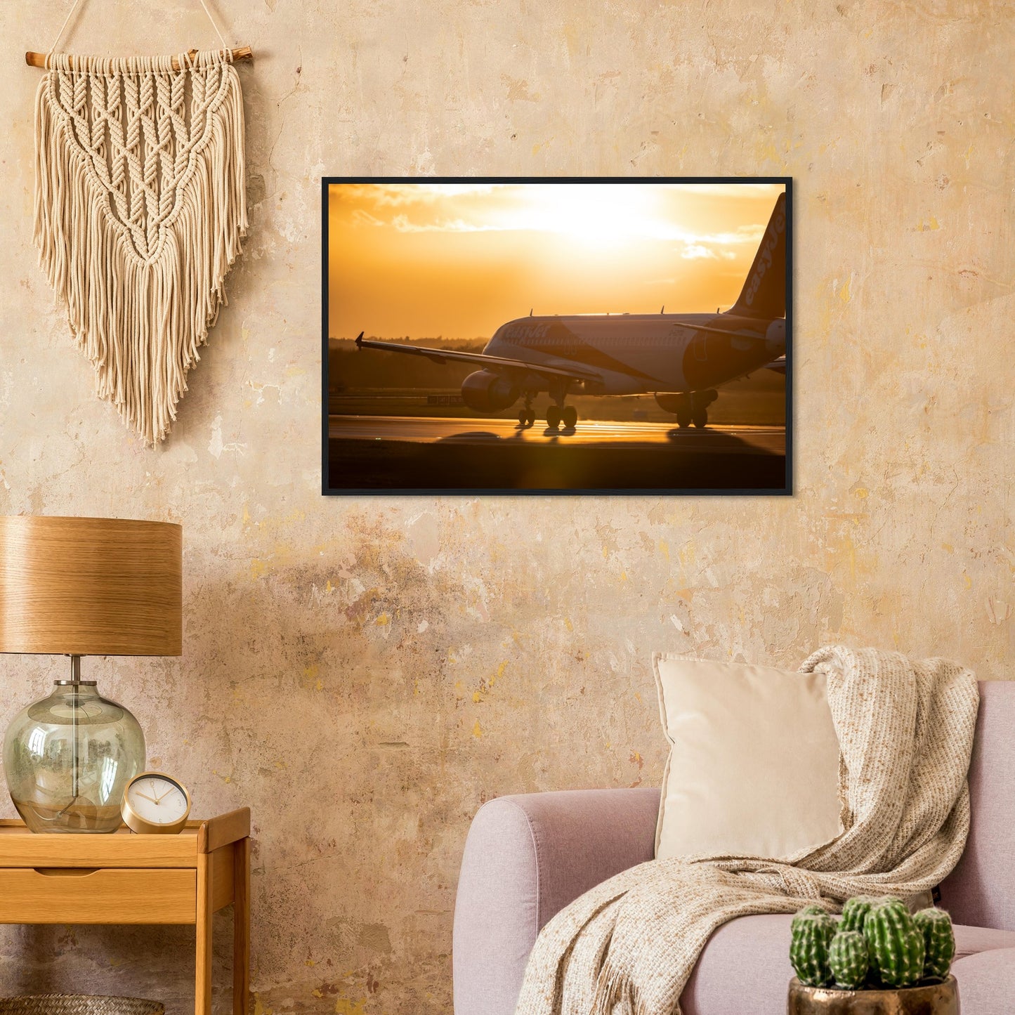 EasyJet A320 Sunset Flight Framed Artwork – High-Quality Aviation Decor