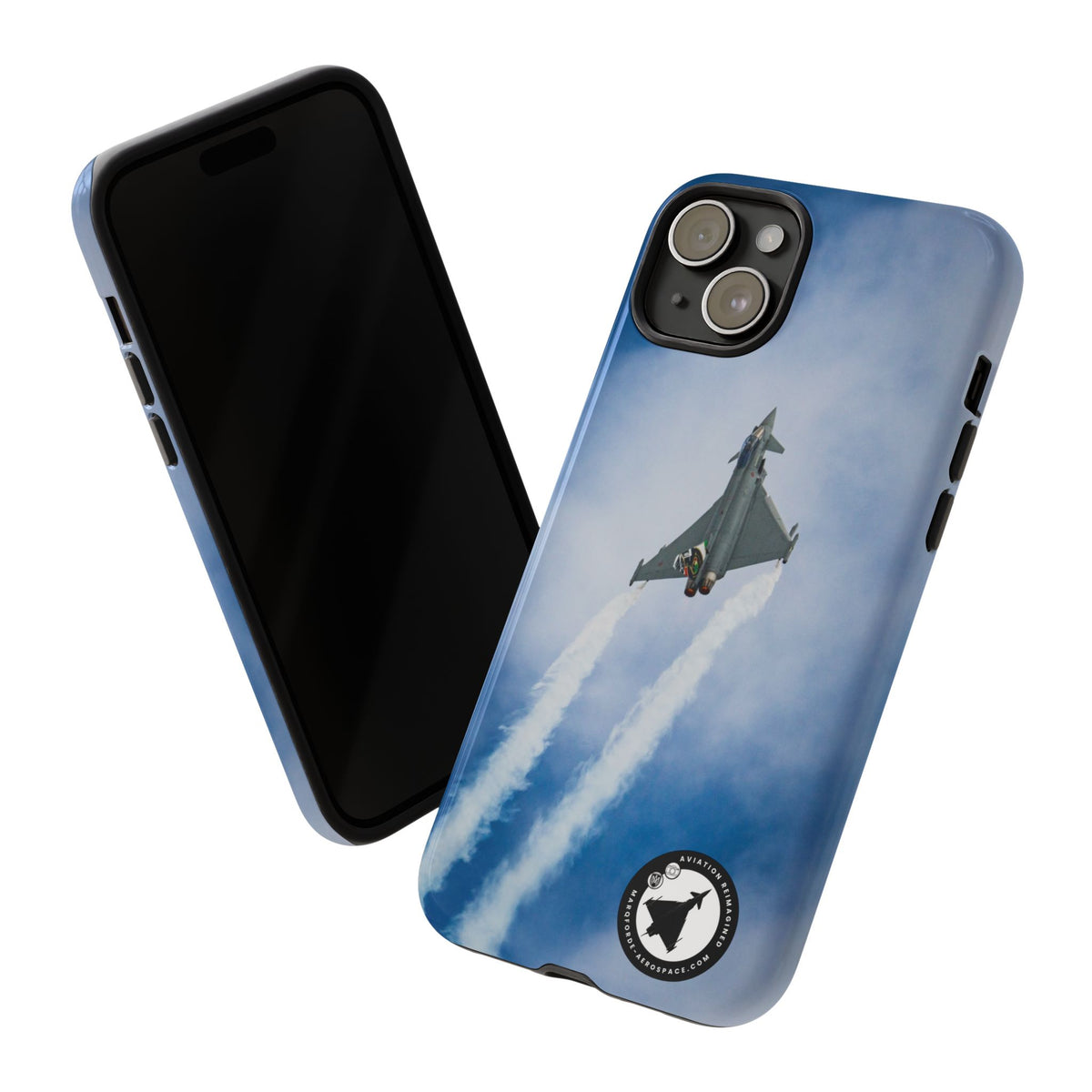 Italian Eurofighter climbing with twin white trails aviation photo iPhone tough phone case – view 35