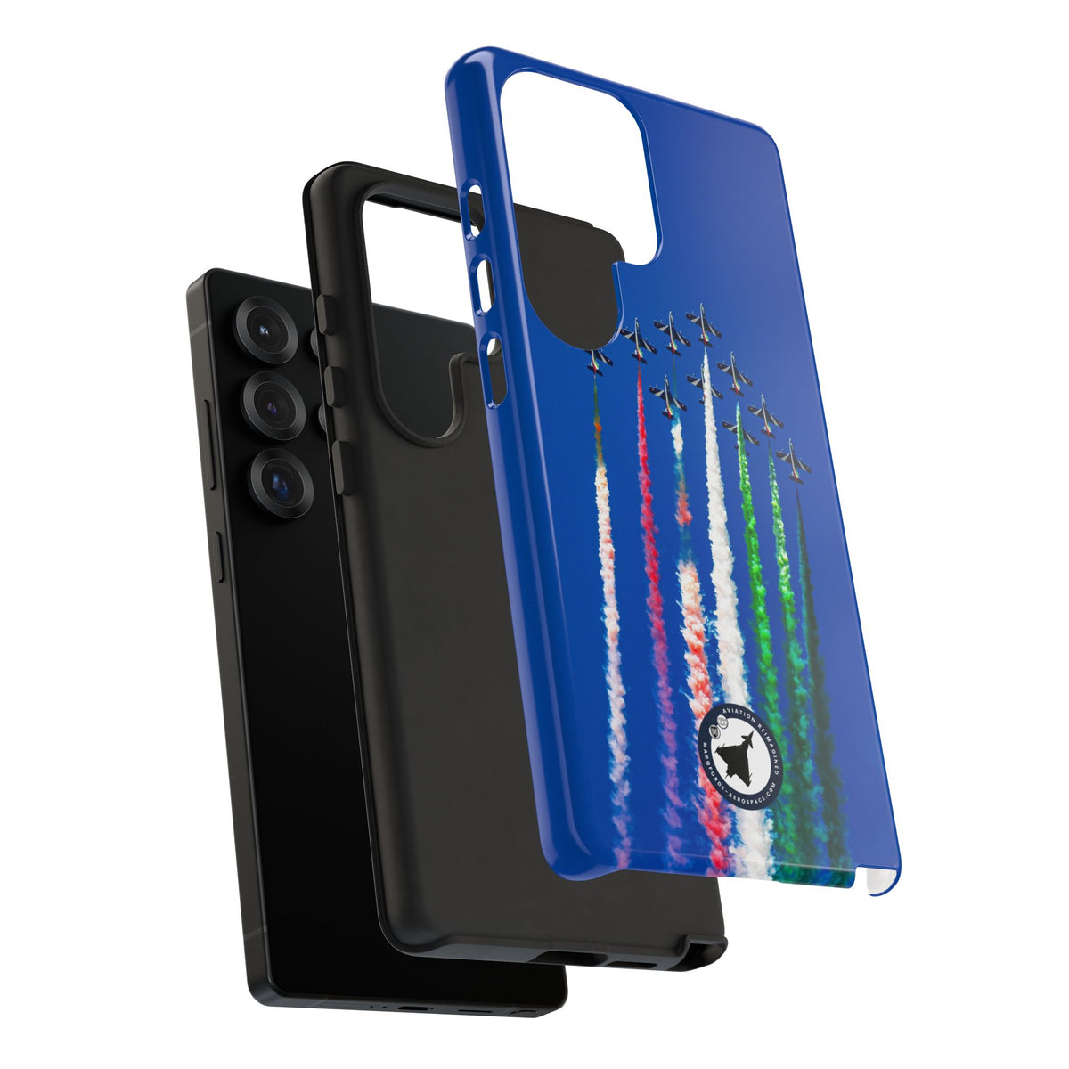 Frecce Tricolori formation trailing tricolour smoke aviation photo Samsung Galaxy tough phone case – view 26