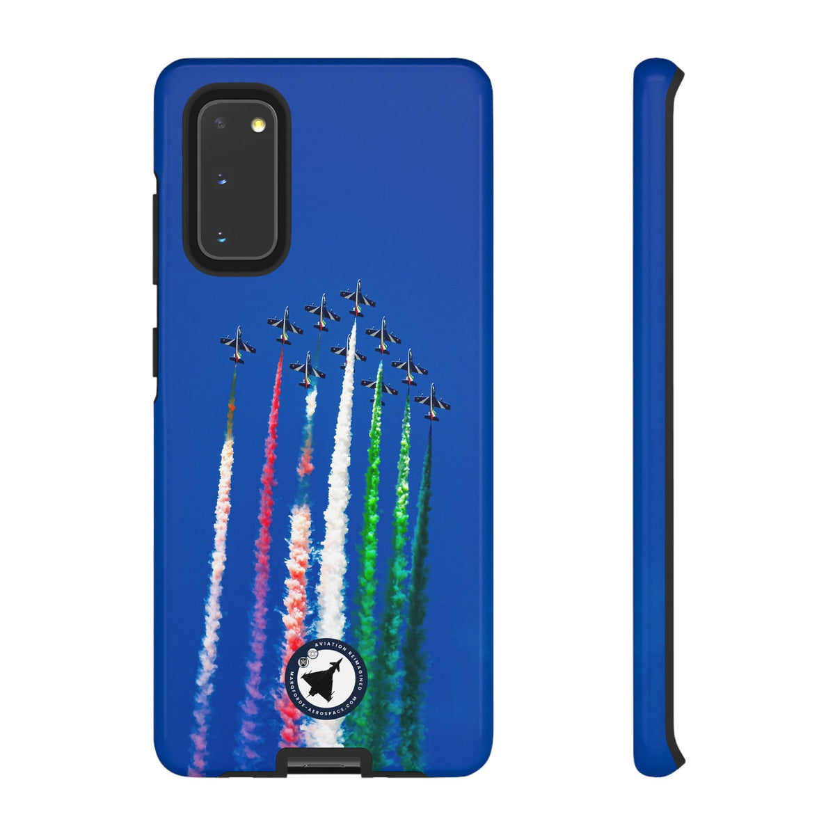 Frecce Tricolori formation trailing tricolour smoke aviation photo Samsung Galaxy tough phone case – view 2