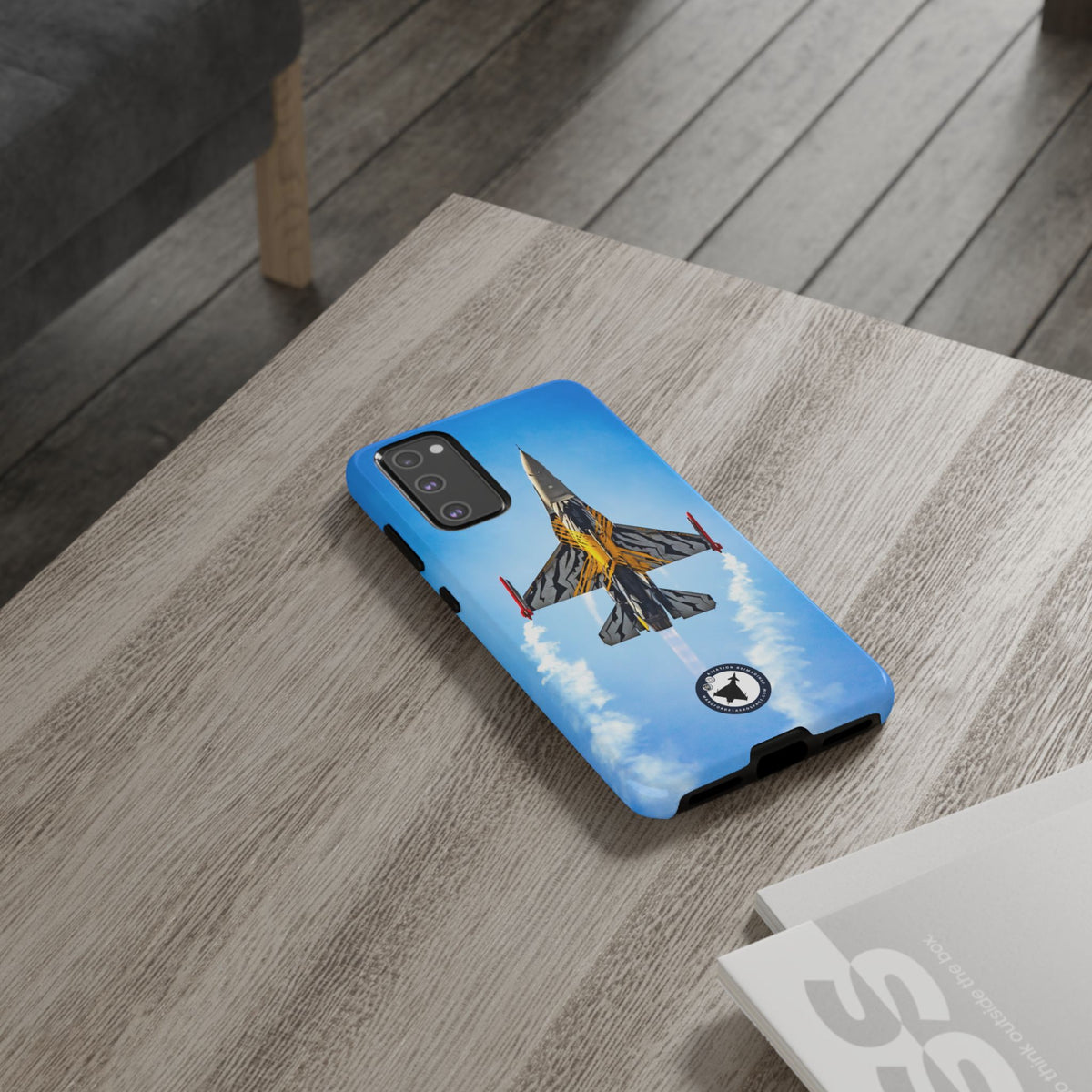 Belgian tiger-striped F-16 climbing vertically aviation photo Samsung Galaxy tough phone case – view 27