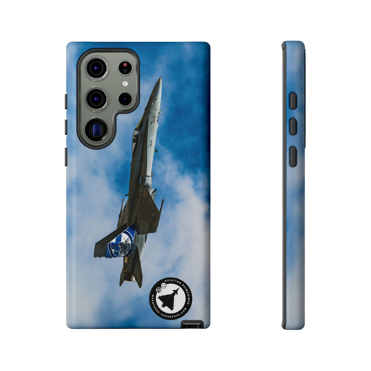 Finnish Hornet climbing with blue and white tail art aviation photo Samsung Galaxy tough phone case – view 13