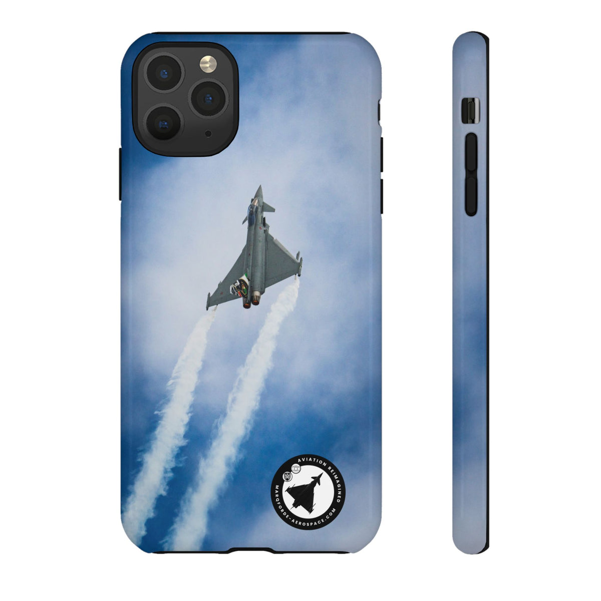 Italian Eurofighter climbing with twin white trails aviation photo iPhone tough phone case – view 4