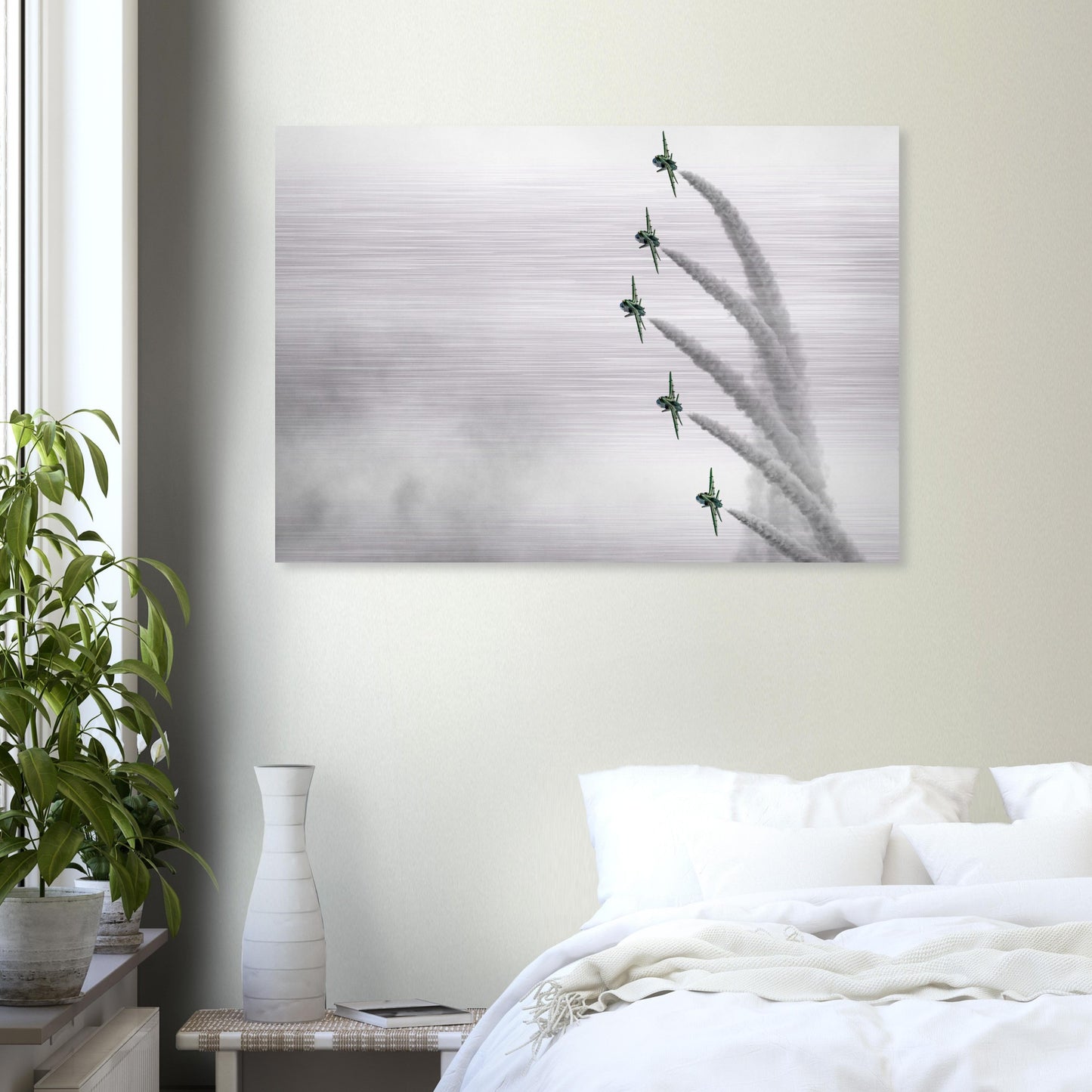 Detailed Aviation Art Print of Royal Saudi Hawks on Brushed Aluminum