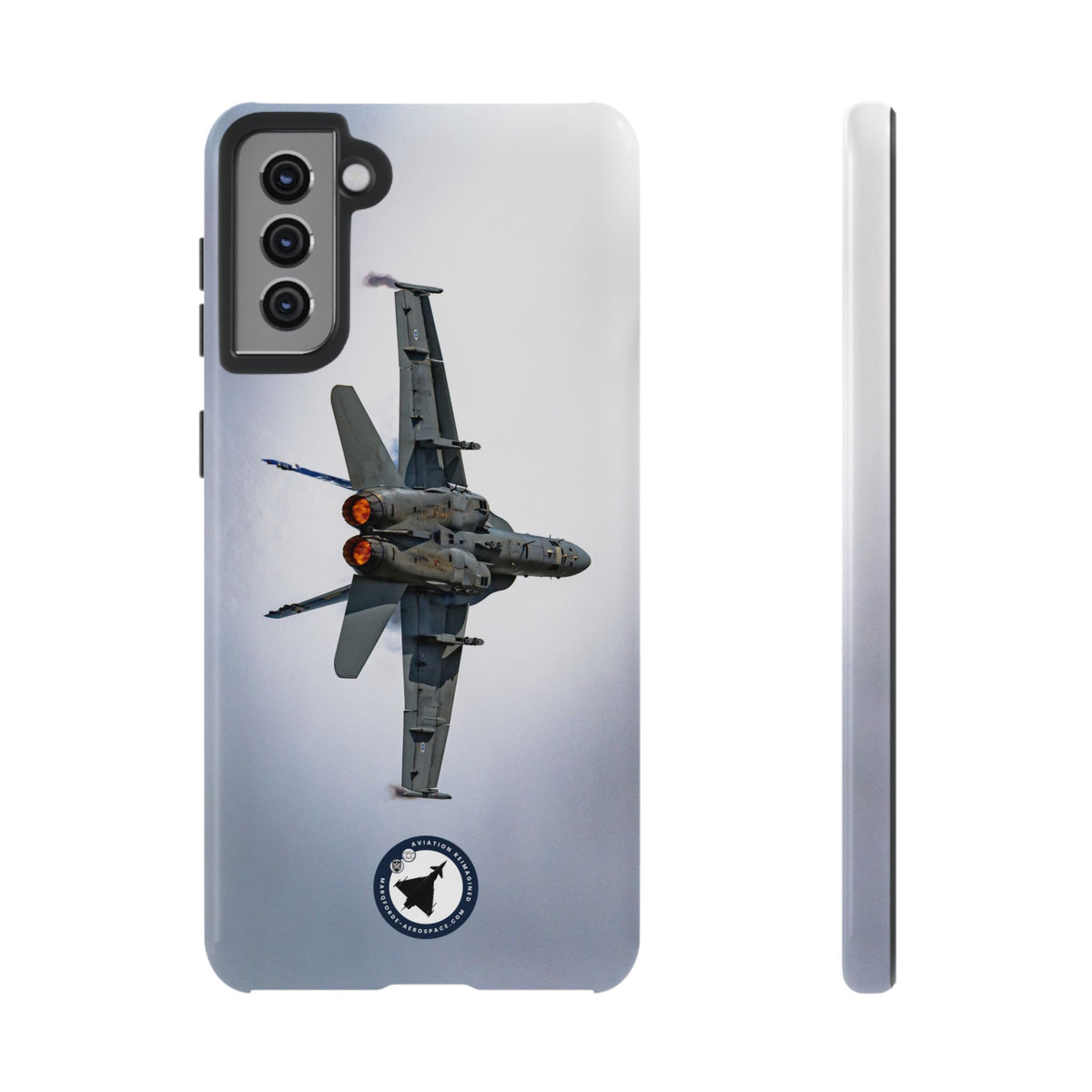 Finnish F/A-18 Hornet turning with afterburners lit aviation photo Samsung Galaxy tough phone case – view 5