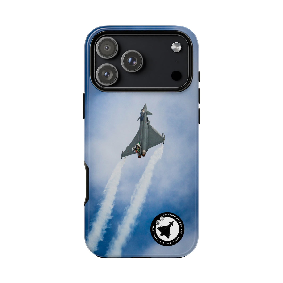 Italian Eurofighter climbing with twin white trails aviation photo iPhone tough phone case – view 21