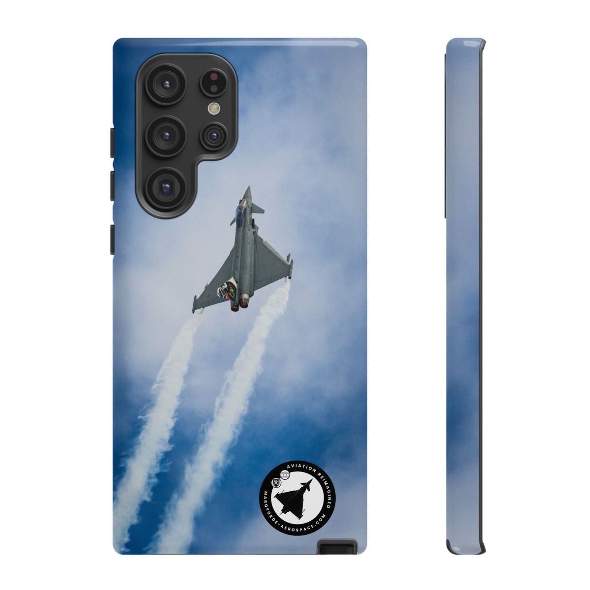 Italian Eurofighter climbing with twin white trails aviation photo Samsung Galaxy tough phone case – view 12