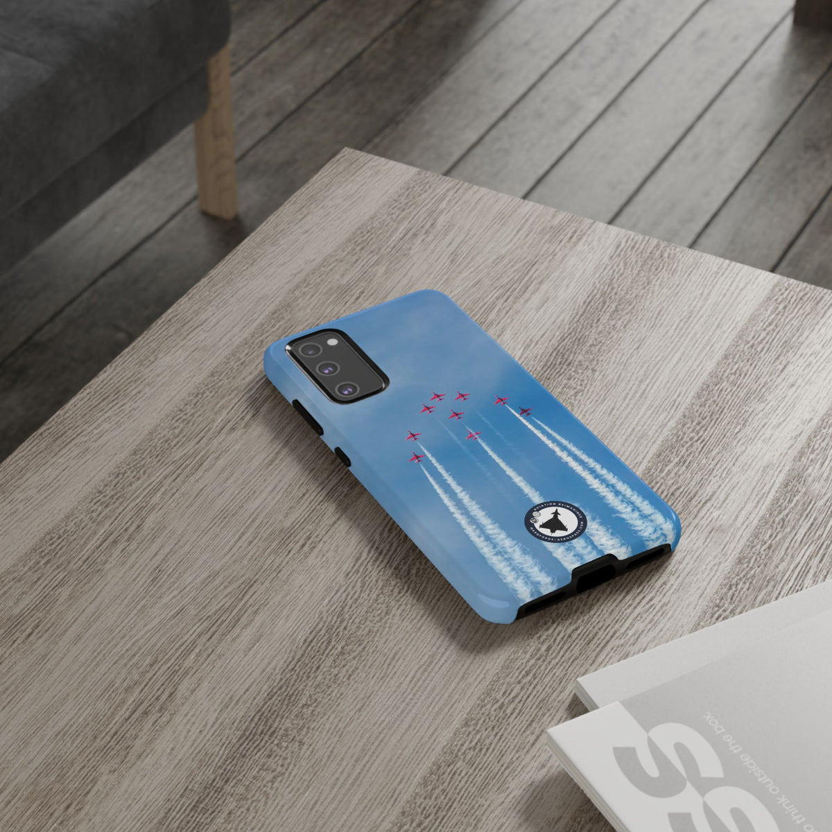 Nine Red Arrows Hawks climbing with white smoke aviation photo Samsung Galaxy tough phone case – view 27