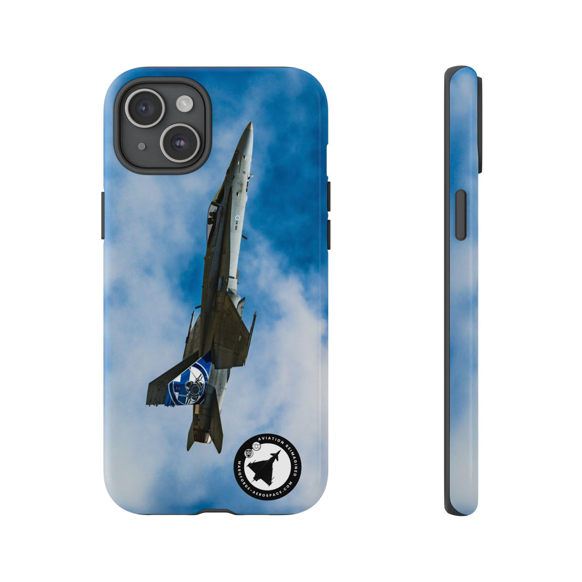 Finnish Hornet climbing with blue and white tail art aviation photo iPhone tough phone case – view 13