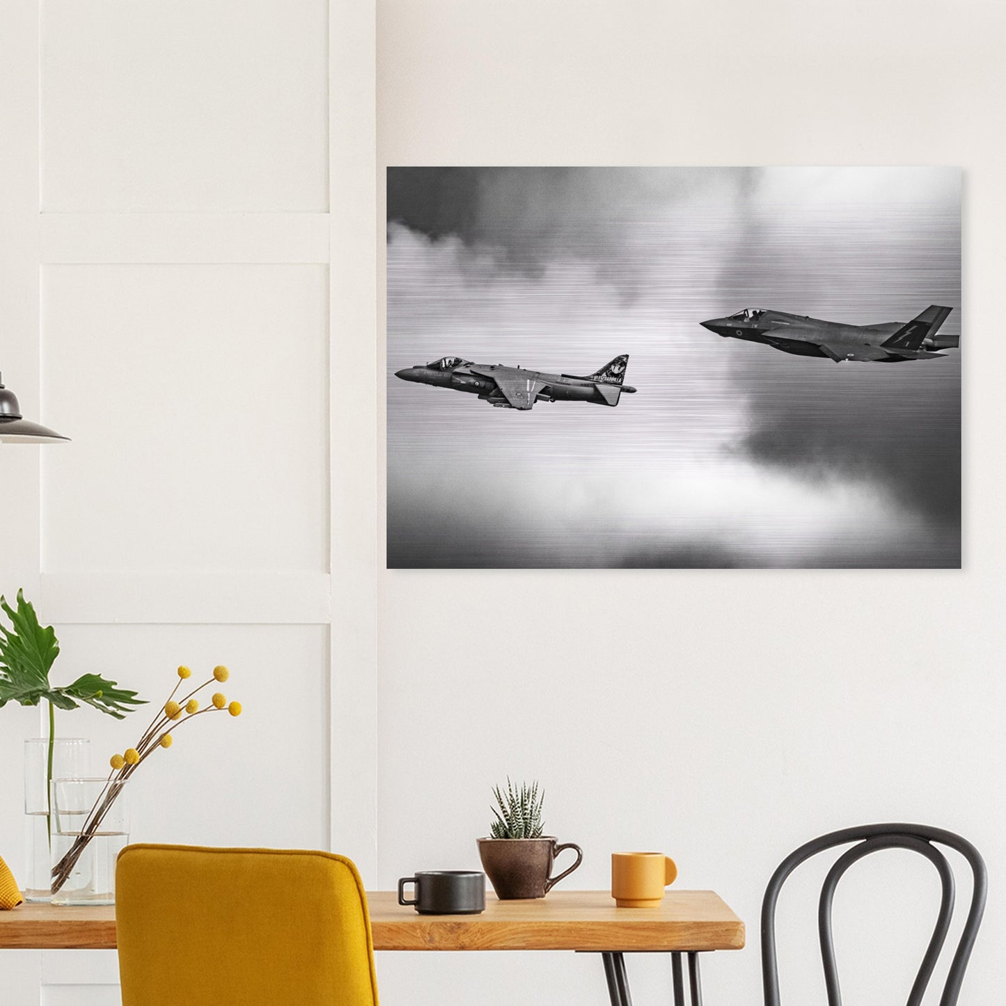 High-Quality Metal Print Featuring RAF F-35 & Spanish Harrier Jets