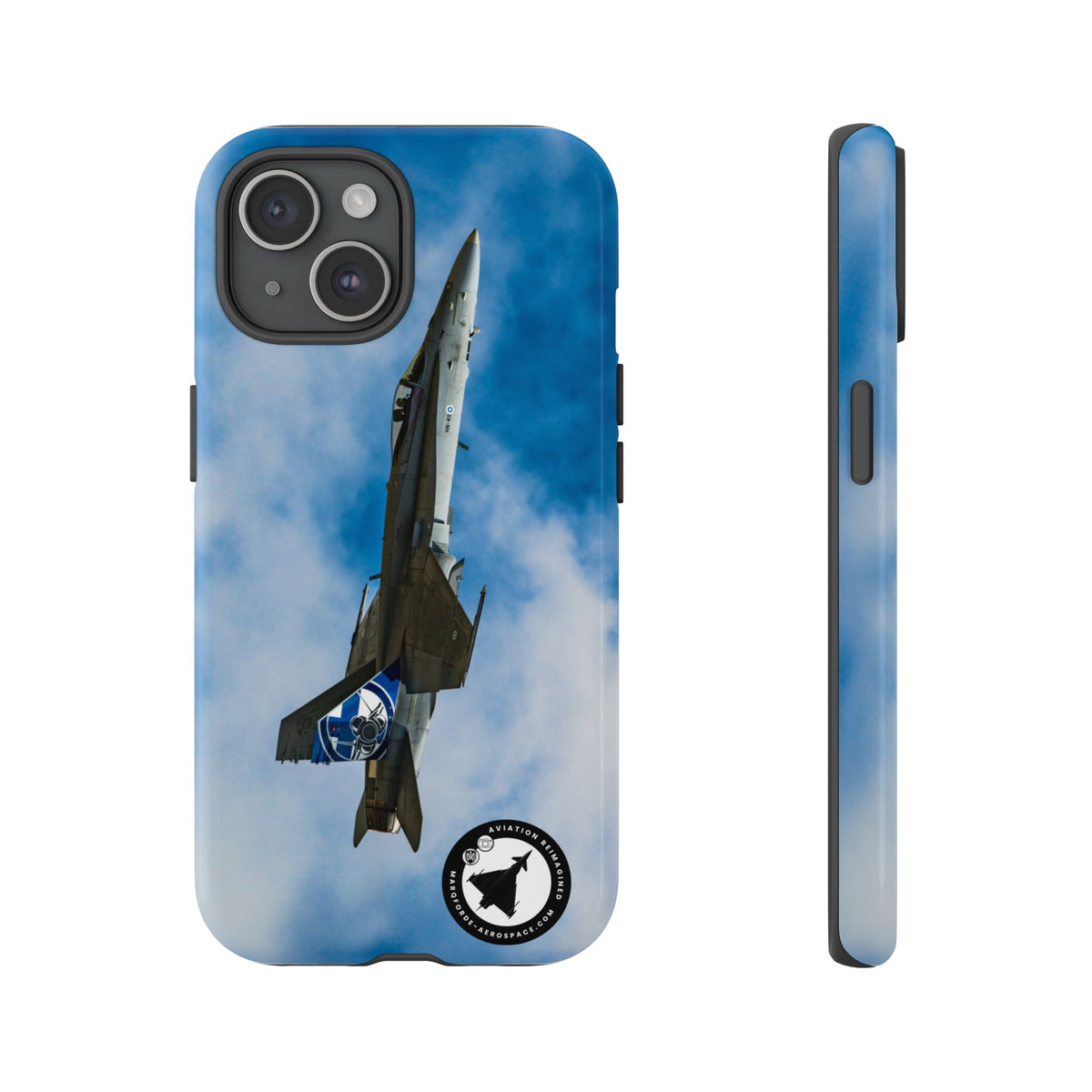 Finnish Hornet climbing with blue and white tail art aviation photo iPhone tough phone case – view 12