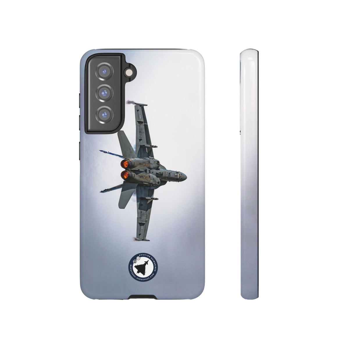 Finnish F/A-18 Hornet turning with afterburners lit aviation photo Samsung Galaxy tough phone case – view 8