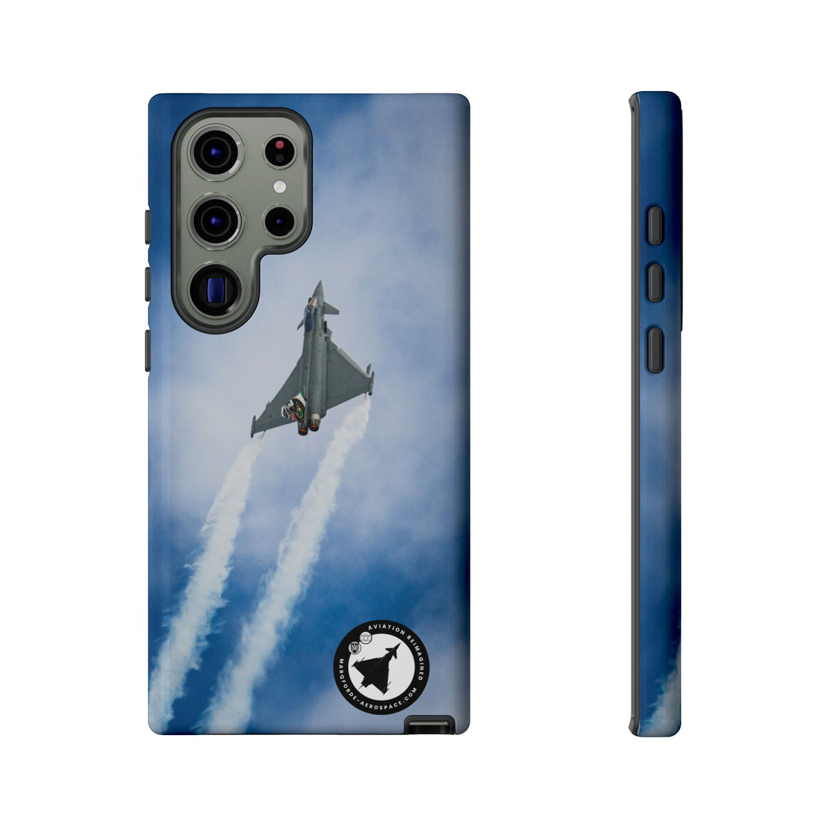 Italian Eurofighter climbing with twin white trails aviation photo Samsung Galaxy tough phone case – view 15