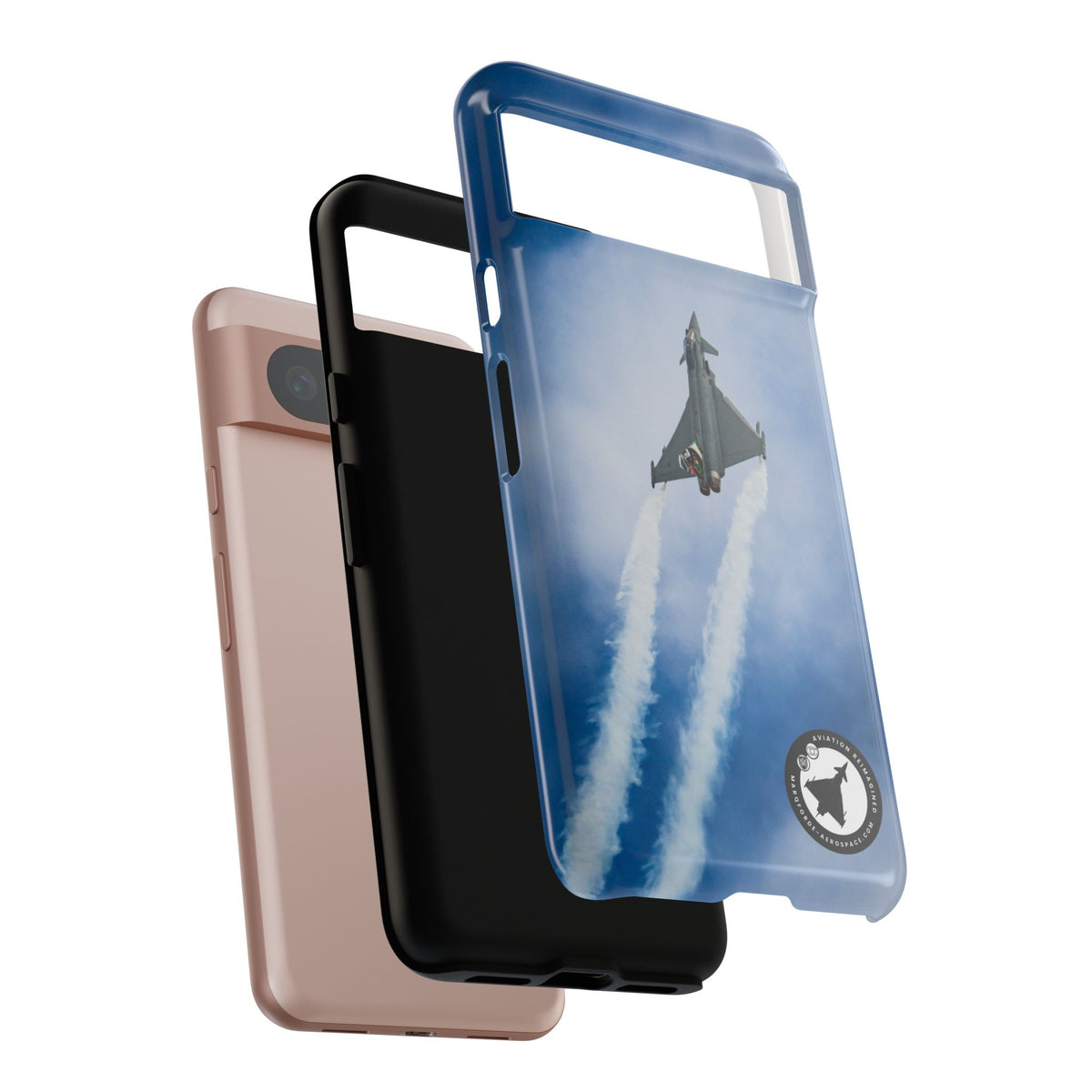 Italian Eurofighter climbing with twin white trails aviation photo Google Pixel tough phone case – view 17