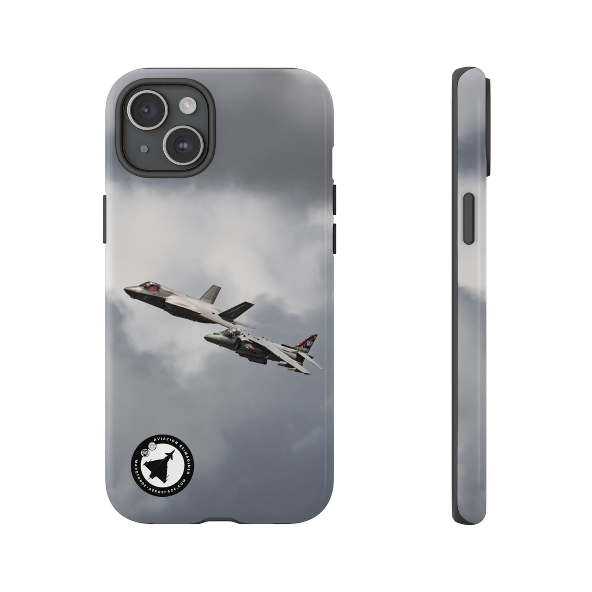 RAF F-35B and Spanish Navy Harrier in formation aviation photo iPhone tough phone case – view 7