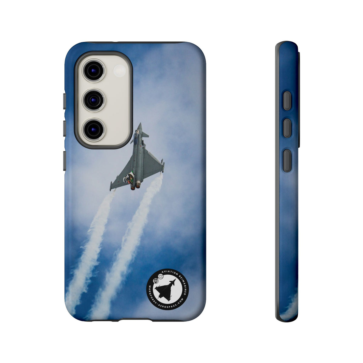 Italian Eurofighter climbing with twin white trails aviation photo Samsung Galaxy tough phone case – view 13