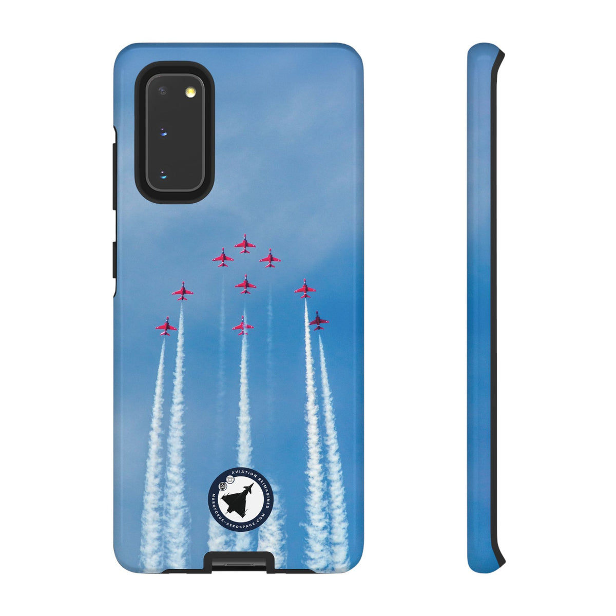 Nine Red Arrows Hawks climbing with white smoke aviation photo Samsung Galaxy tough phone case – view 2