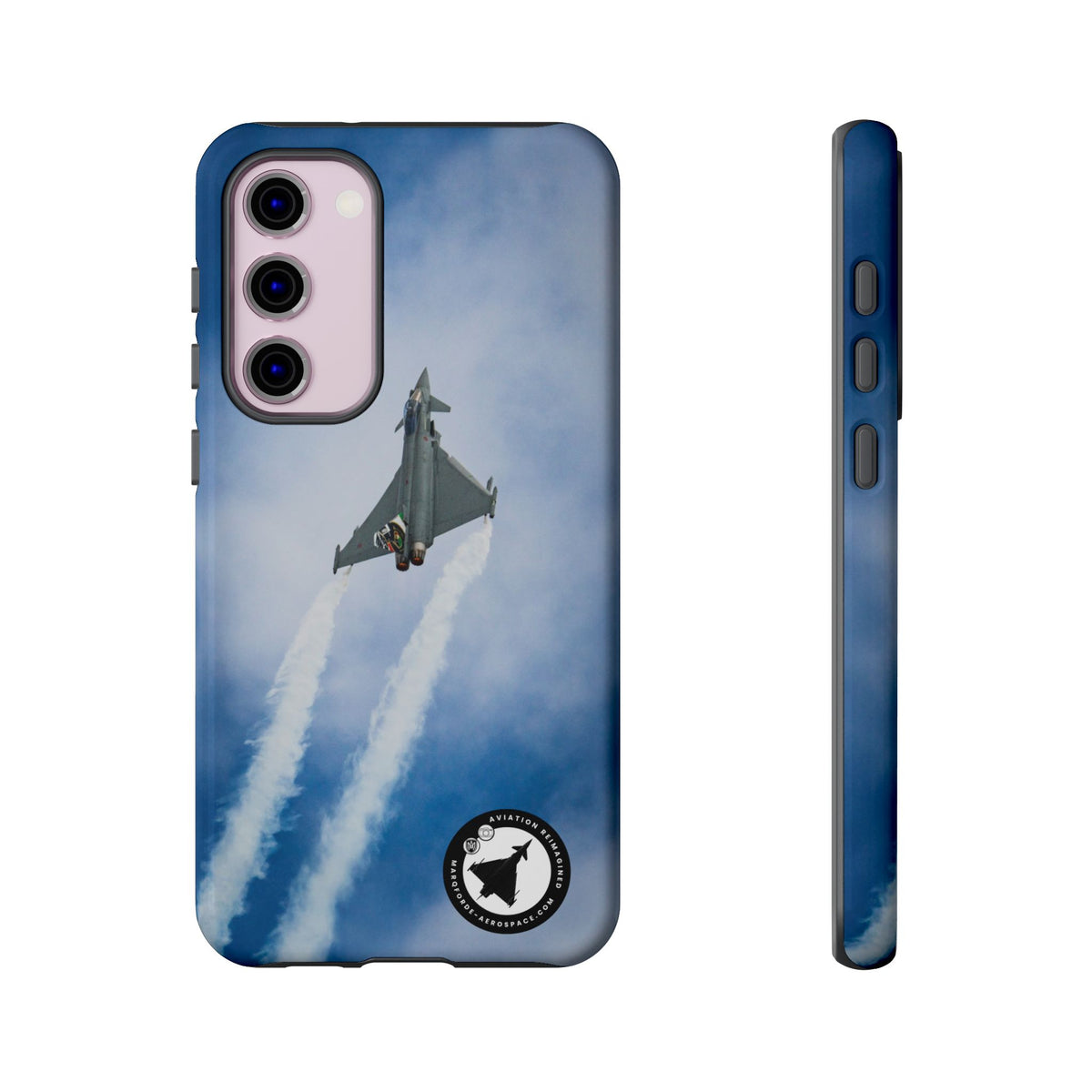 Italian Eurofighter climbing with twin white trails aviation photo Samsung Galaxy tough phone case – view 14