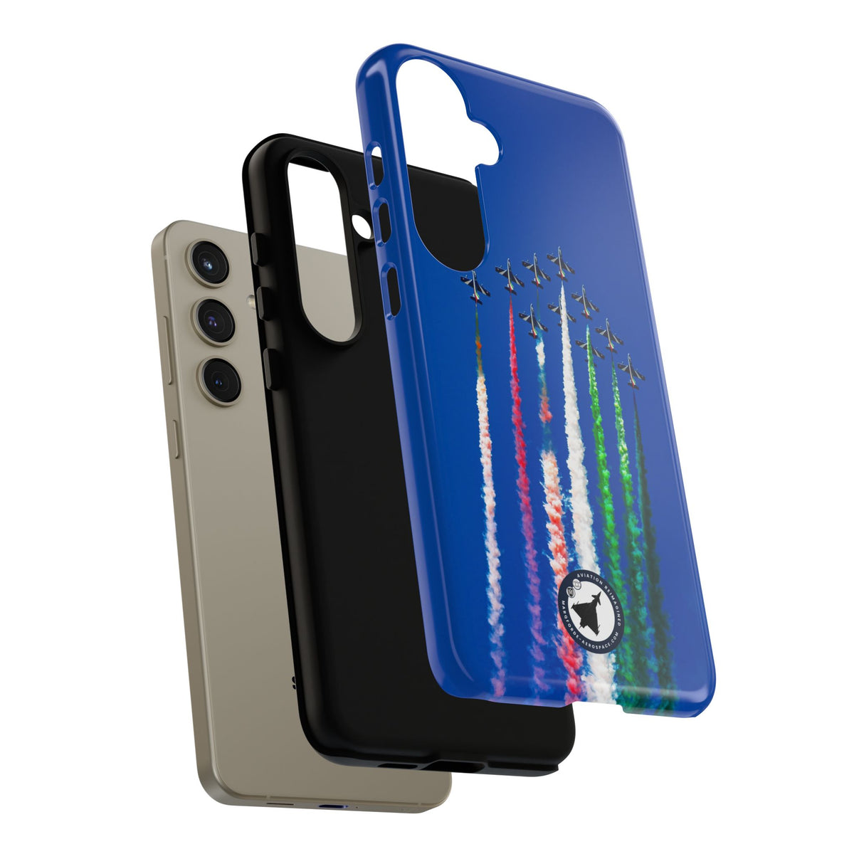Frecce Tricolori formation trailing tricolour smoke aviation photo Samsung Galaxy tough phone case – view 49