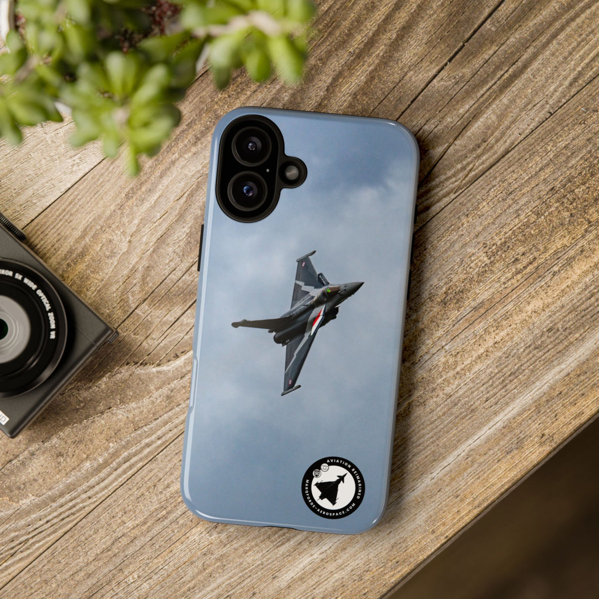 Dark grey striped Rafale banking nose-high in cloud aviation photo iPhone tough phone case – view 43