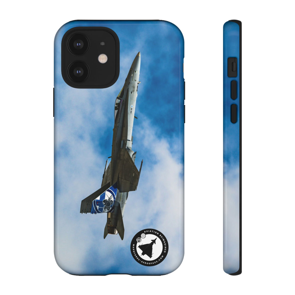 Finnish Hornet climbing with blue and white tail art aviation photo iPhone tough phone case – view 6