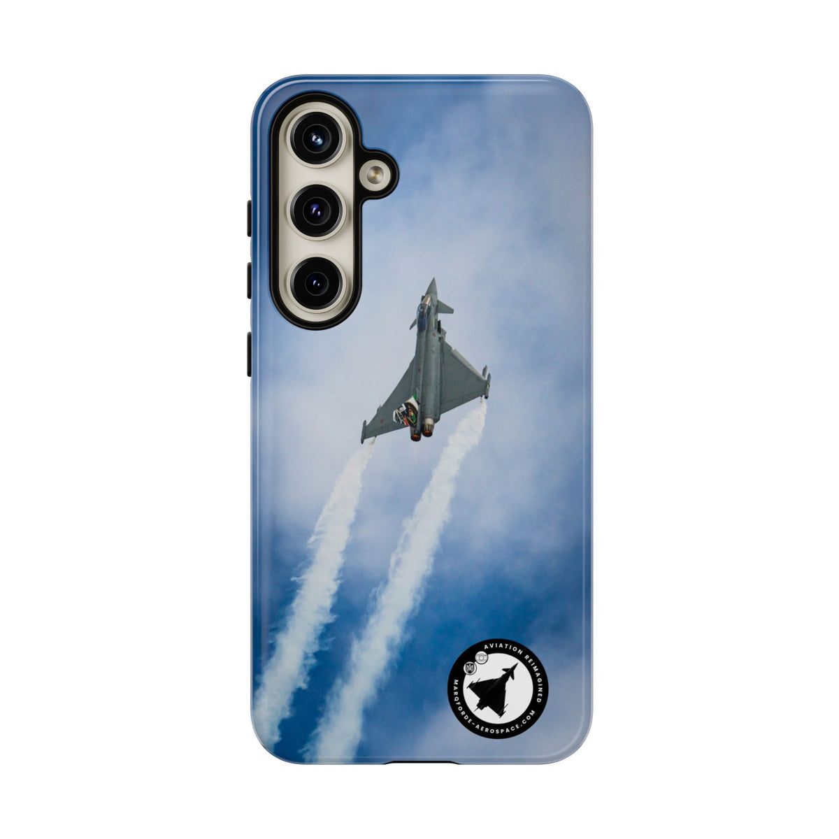 Italian Eurofighter climbing with twin white trails aviation photo Samsung Galaxy tough phone case – view 17