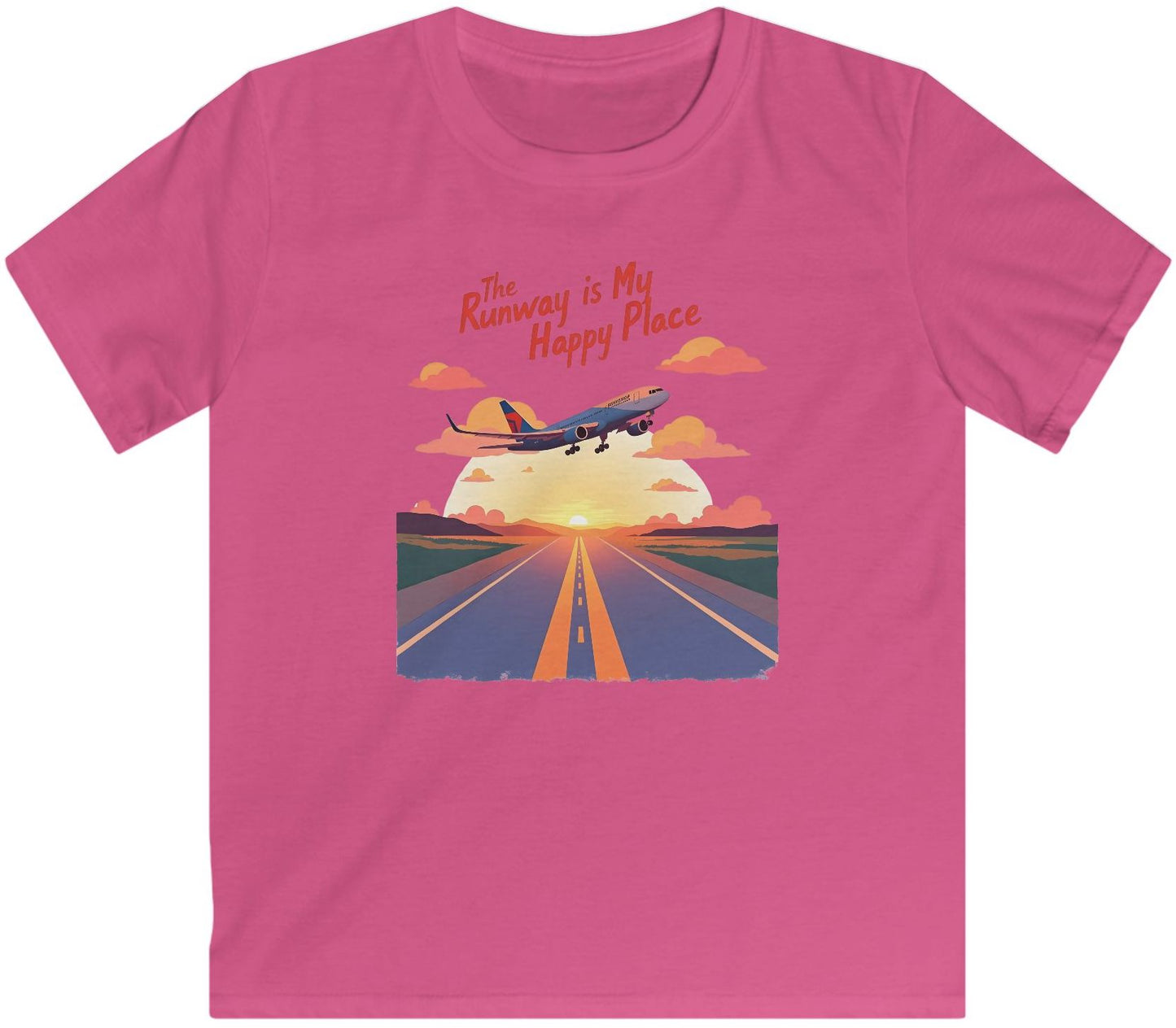 Front View of The Runway Is My Happy Place Unisex Tee – Relaxed Fit