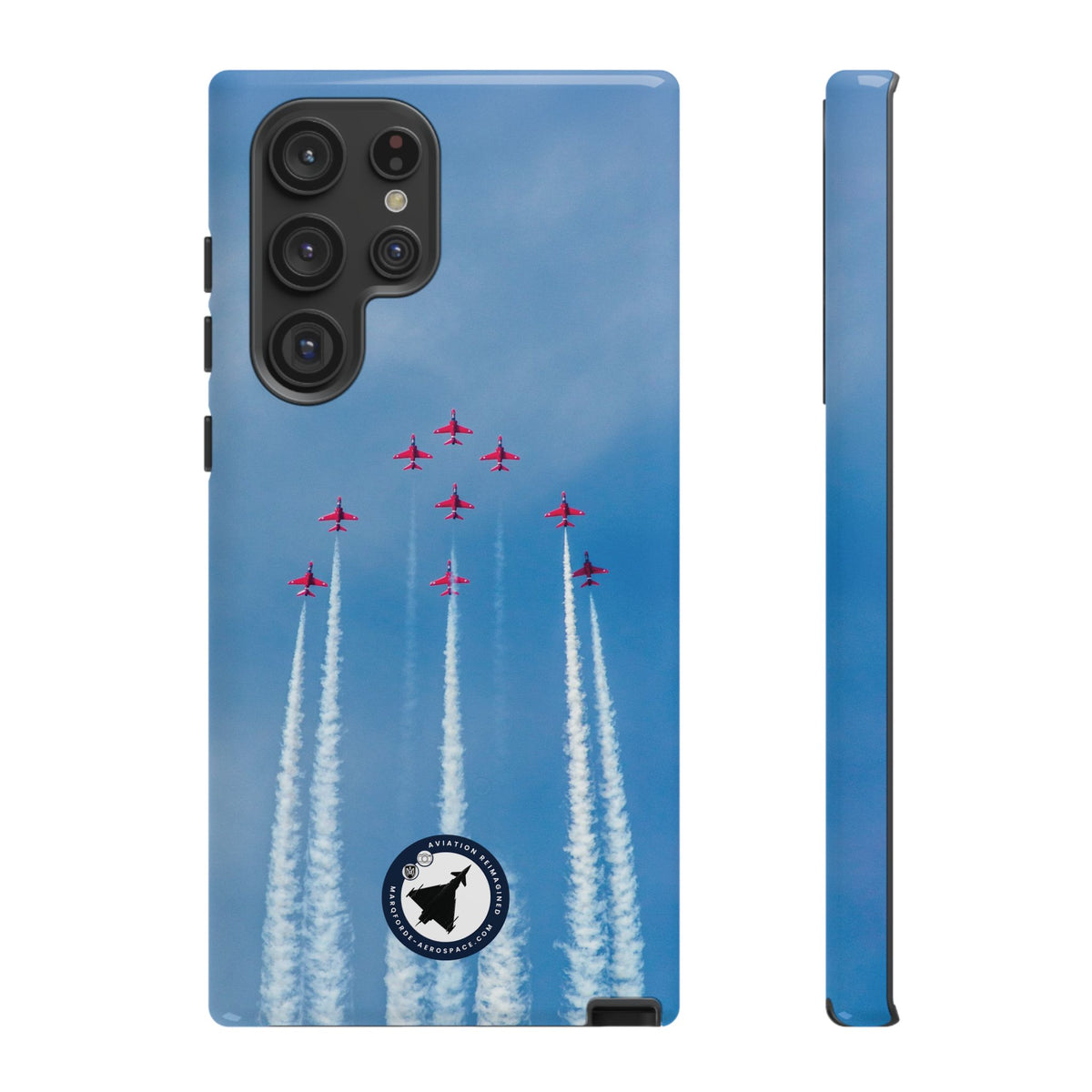 Nine Red Arrows Hawks climbing with white smoke aviation photo Samsung Galaxy tough phone case – view 12