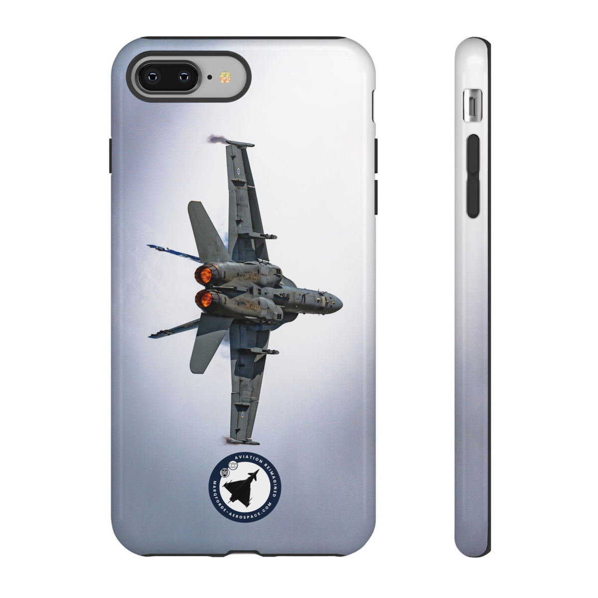 Finnish F/A-18 Hornet turning with afterburners lit aviation photo iPhone tough phone case – view 3
