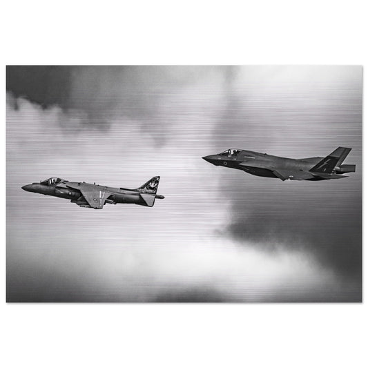 Close-Up of RAF F-35 & Harrier Aluminum Print – High-Quality Finish