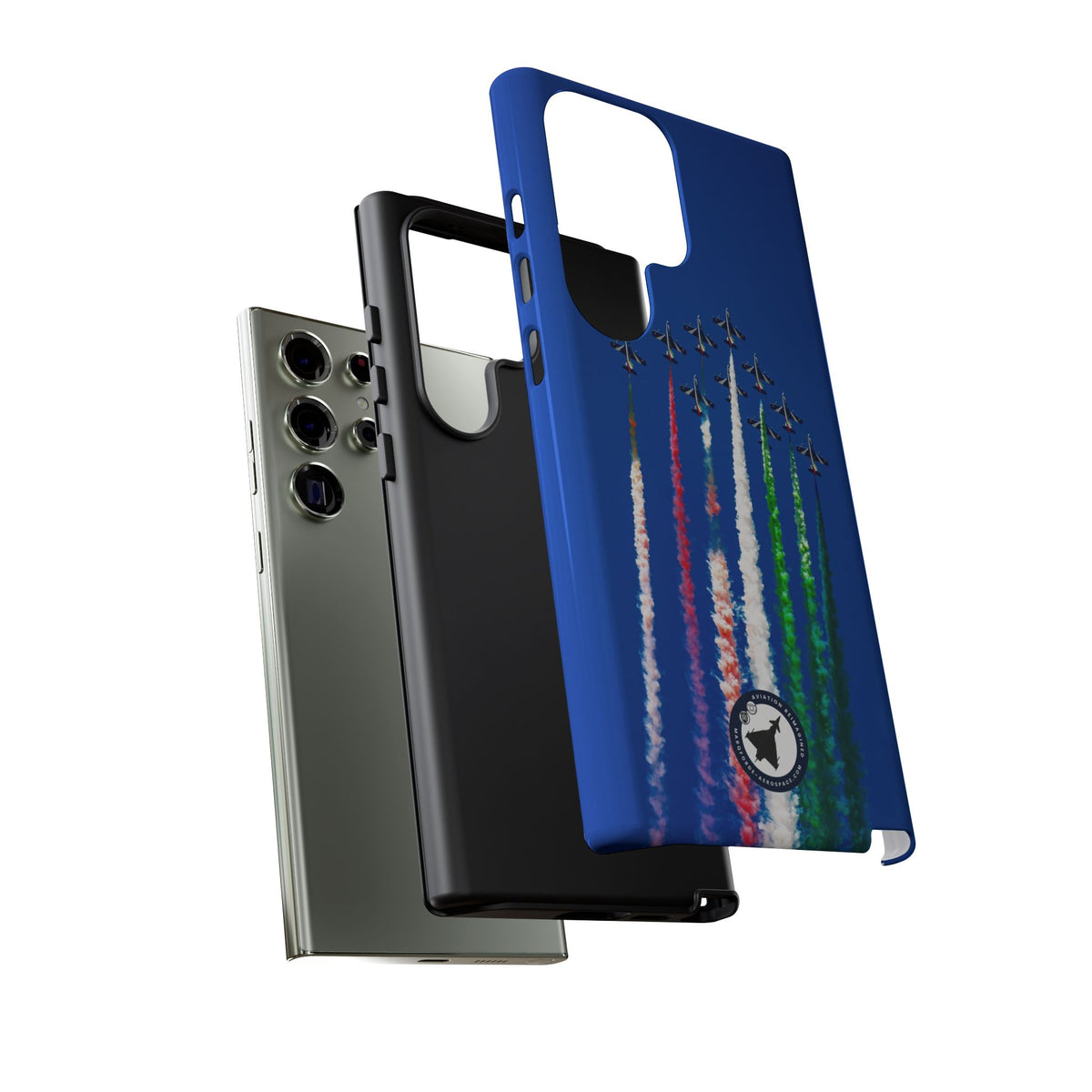 Frecce Tricolori formation trailing tricolour smoke aviation photo Samsung Galaxy tough phone case – view 45