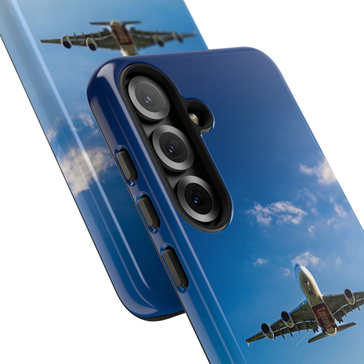 Emirates Airbus A380 climbing head-on over coastline aviation photo Samsung Galaxy tough phone case – view 20