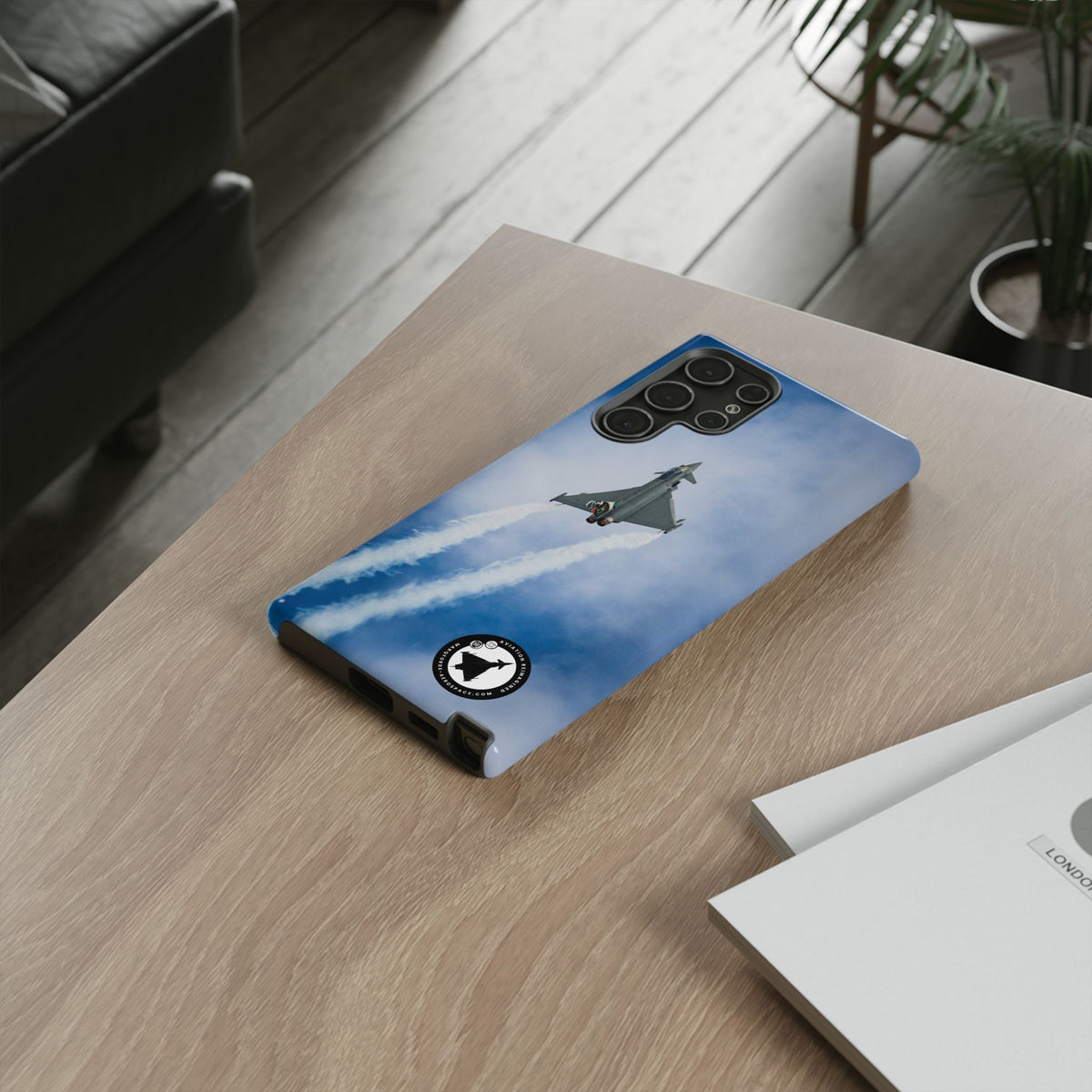 Italian Eurofighter climbing with twin white trails aviation photo Samsung Galaxy tough phone case – view 31