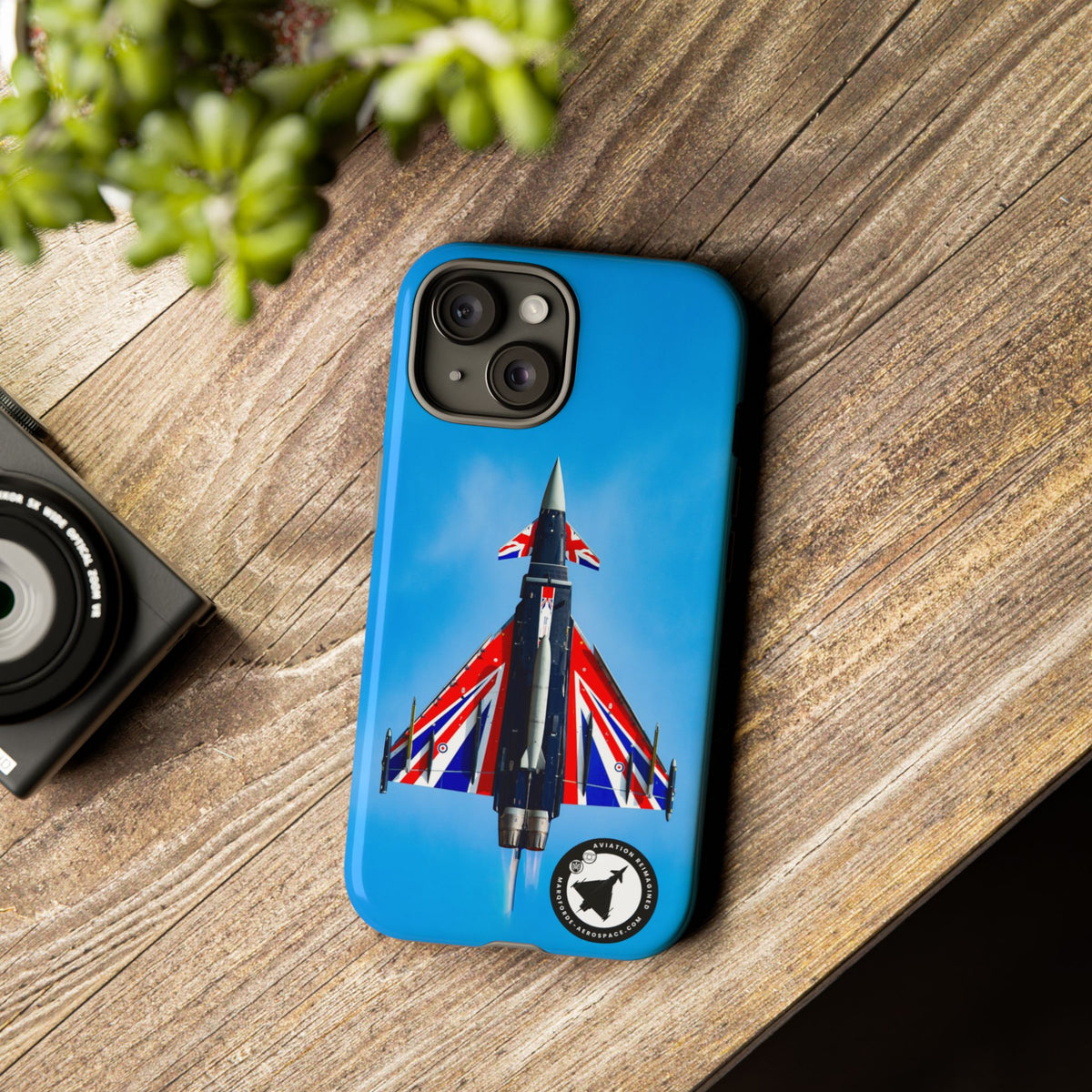 Union Flag Typhoon Blackjack climbing, seen from below aviation photo iPhone tough phone case – view 35