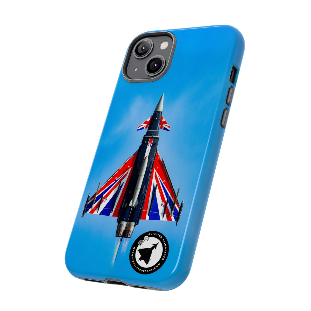 Union Flag Typhoon Blackjack climbing, seen from below aviation photo iPhone tough phone case – view 28