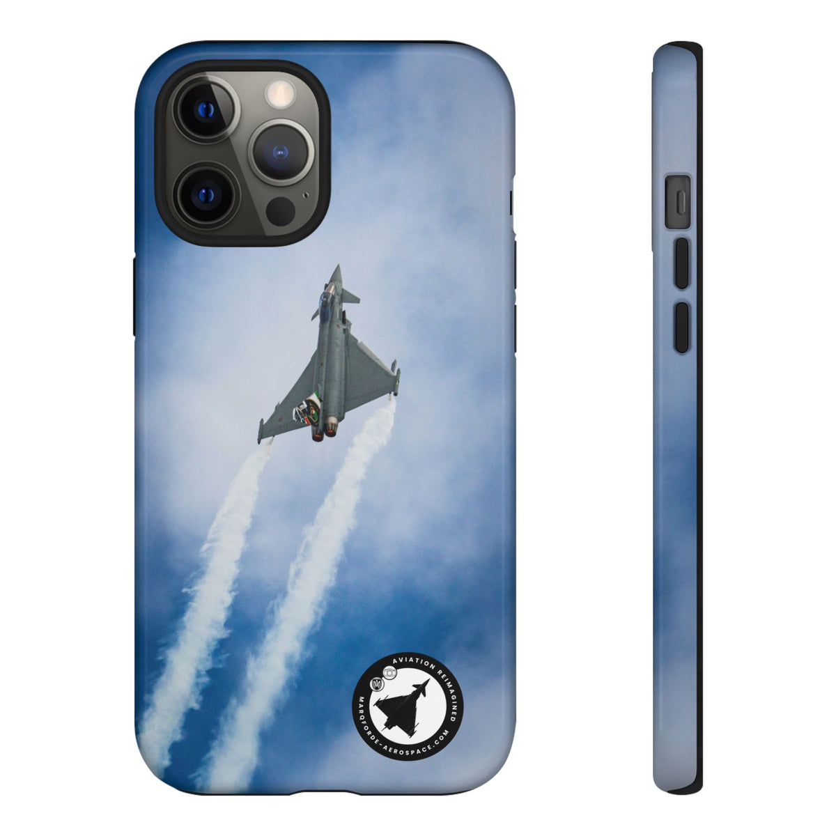 Italian Eurofighter climbing with twin white trails aviation photo iPhone tough phone case – view 8