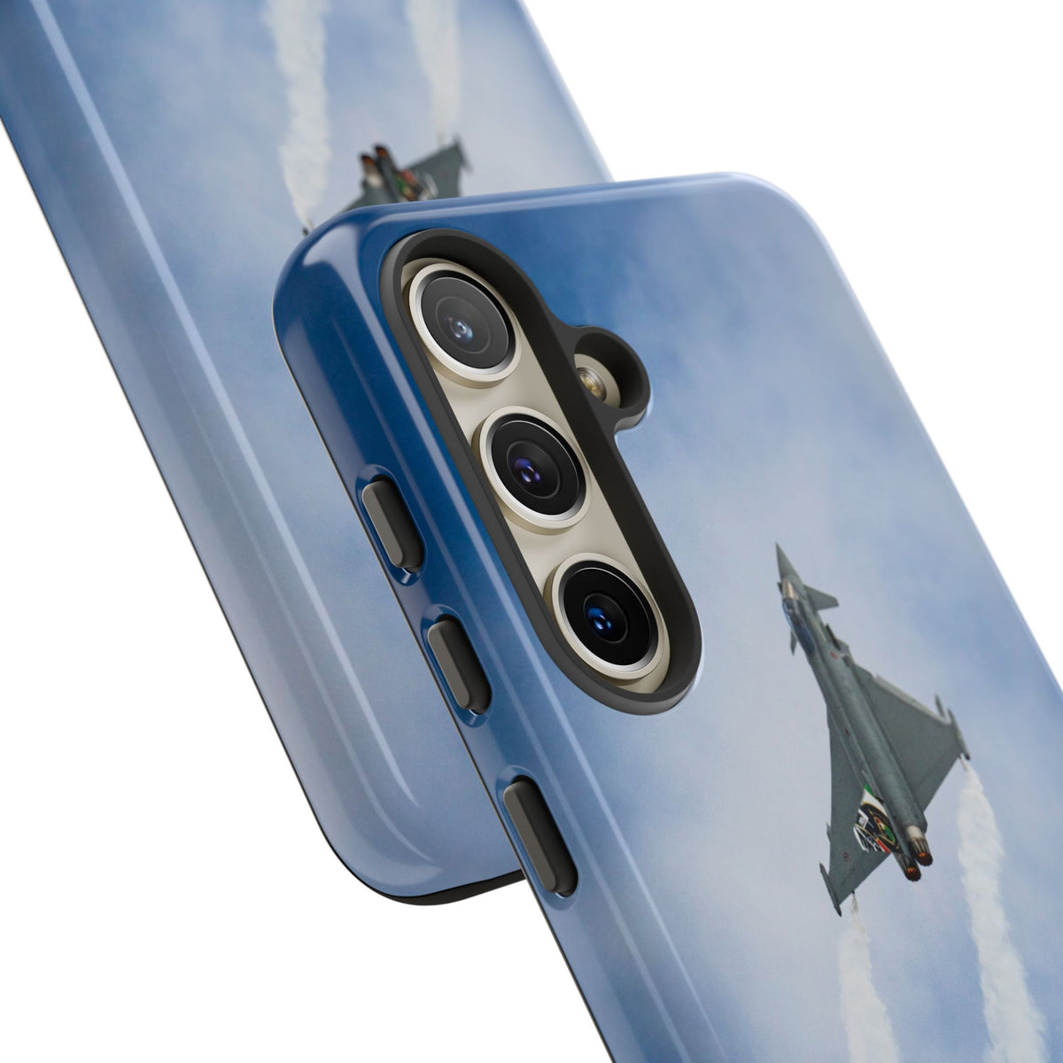 Italian Eurofighter climbing with twin white trails aviation photo Samsung Galaxy tough phone case – view 41