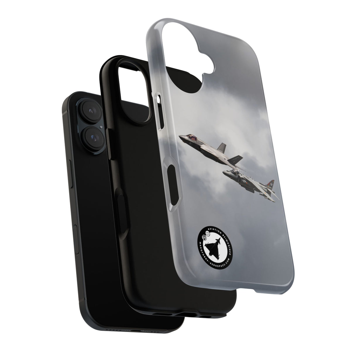 RAF F-35B and Spanish Navy Harrier in formation aviation photo iPhone tough phone case – view 37