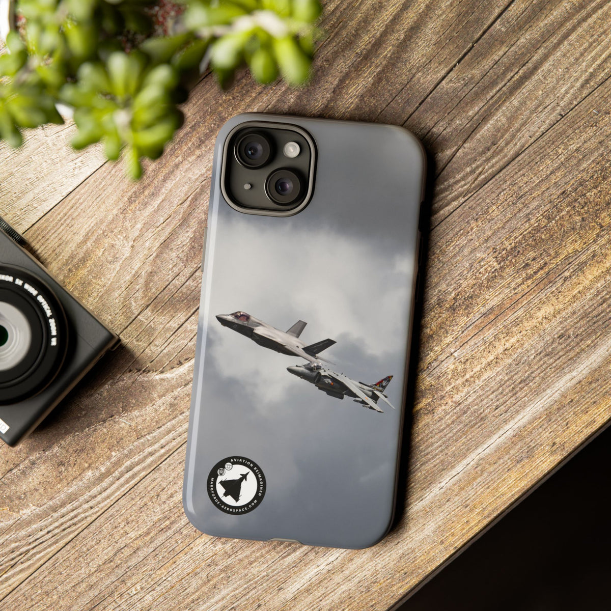 RAF F-35B and Spanish Navy Harrier in formation aviation photo iPhone tough phone case – view 31