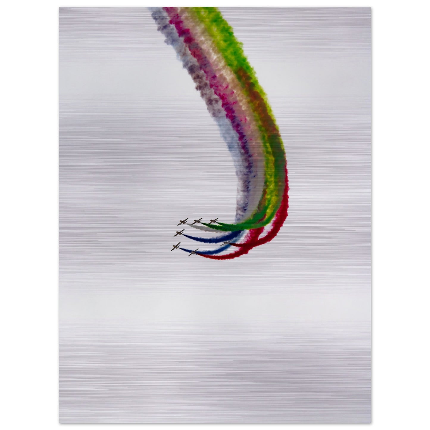 Brushed Aluminum Print of UAE Al-Fursan Team – Sleek Metallic Design