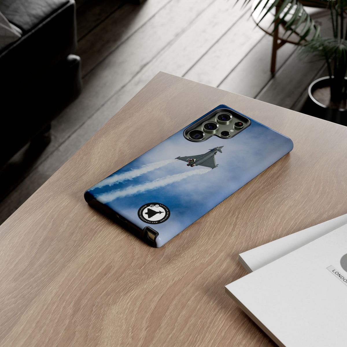 Italian Eurofighter climbing with twin white trails aviation photo Samsung Galaxy tough phone case – view 40