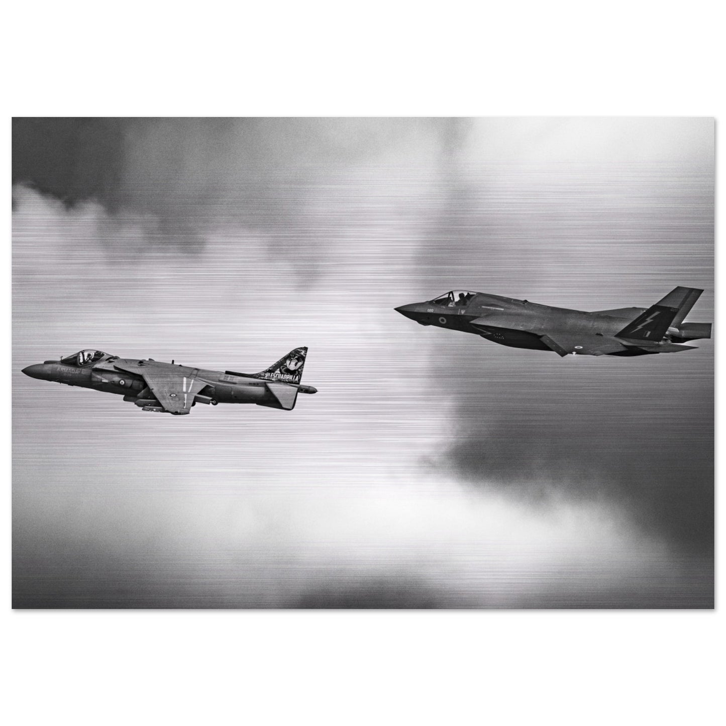 RAF F-35 & Spanish Navy Harrier Brushed Aluminum Print – Aviation Art