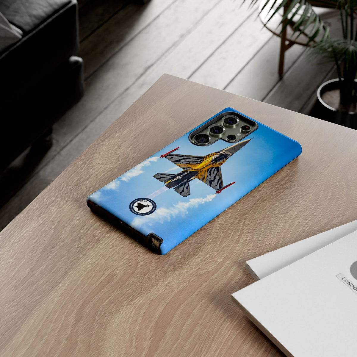 Belgian tiger-striped F-16 climbing vertically aviation photo Samsung Galaxy tough phone case – view 40