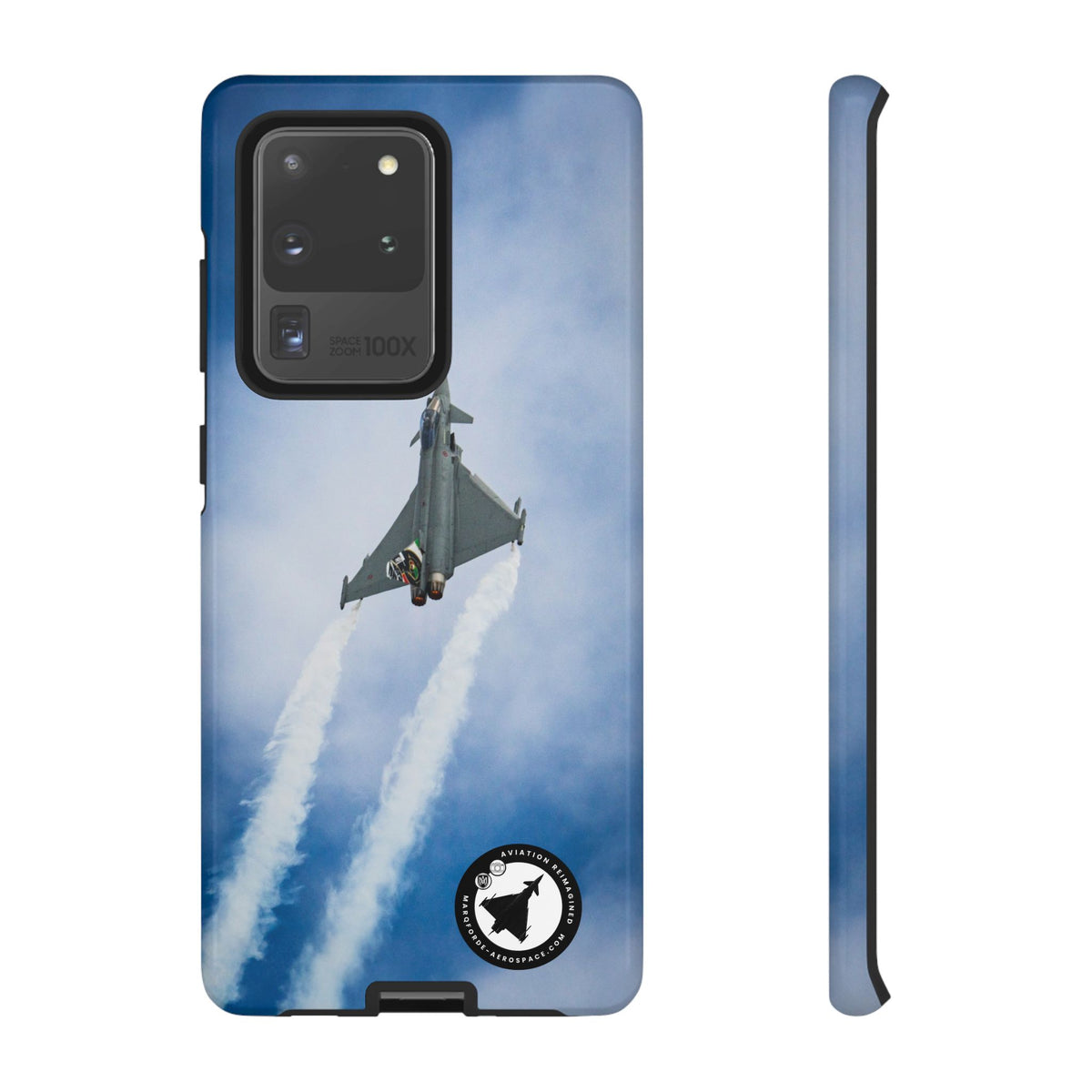 Italian Eurofighter climbing with twin white trails aviation photo Samsung Galaxy tough phone case – view 3