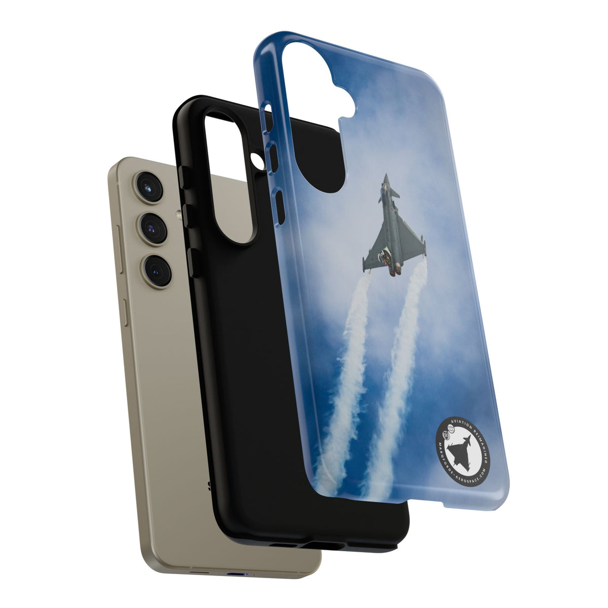 Italian Eurofighter climbing with twin white trails aviation photo Samsung Galaxy tough phone case – view 46