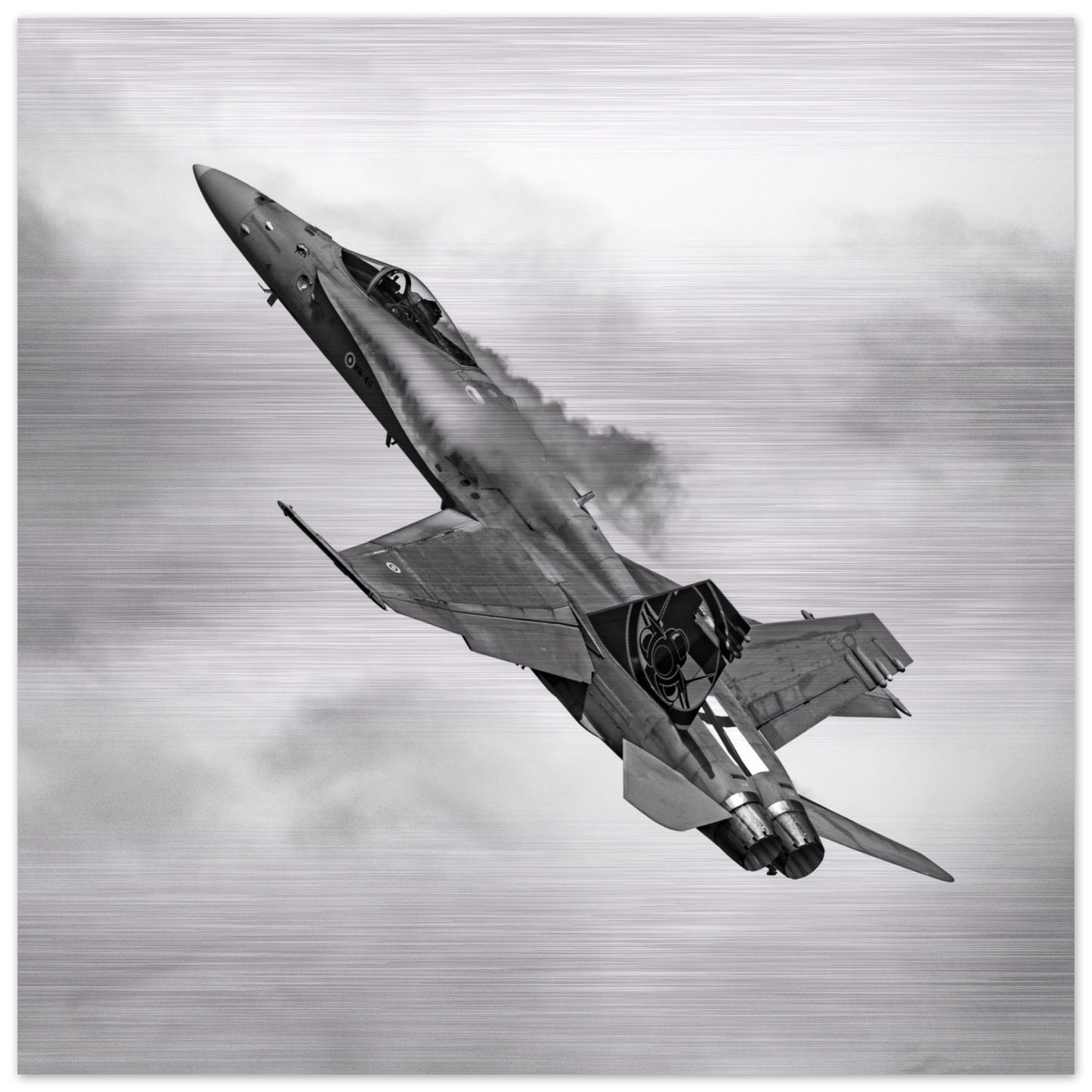 Premium Finnish Air Force Hornet Brushed Aluminium Art for Aviation Lovers