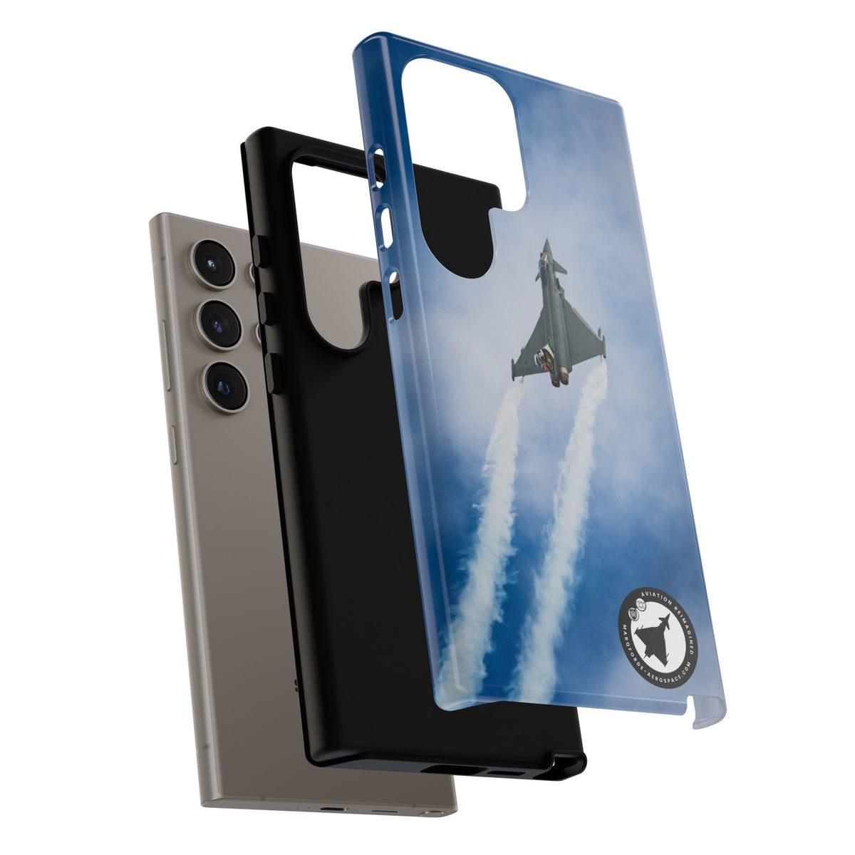 Italian Eurofighter climbing with twin white trails aviation photo Samsung Galaxy tough phone case – view 49