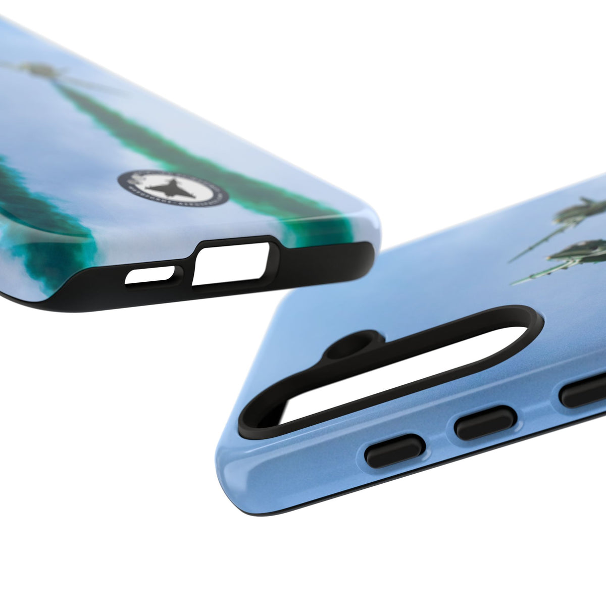 Two Saudi Hawks jets crossing in green smoke aviation photo Samsung Galaxy tough phone case – view 37