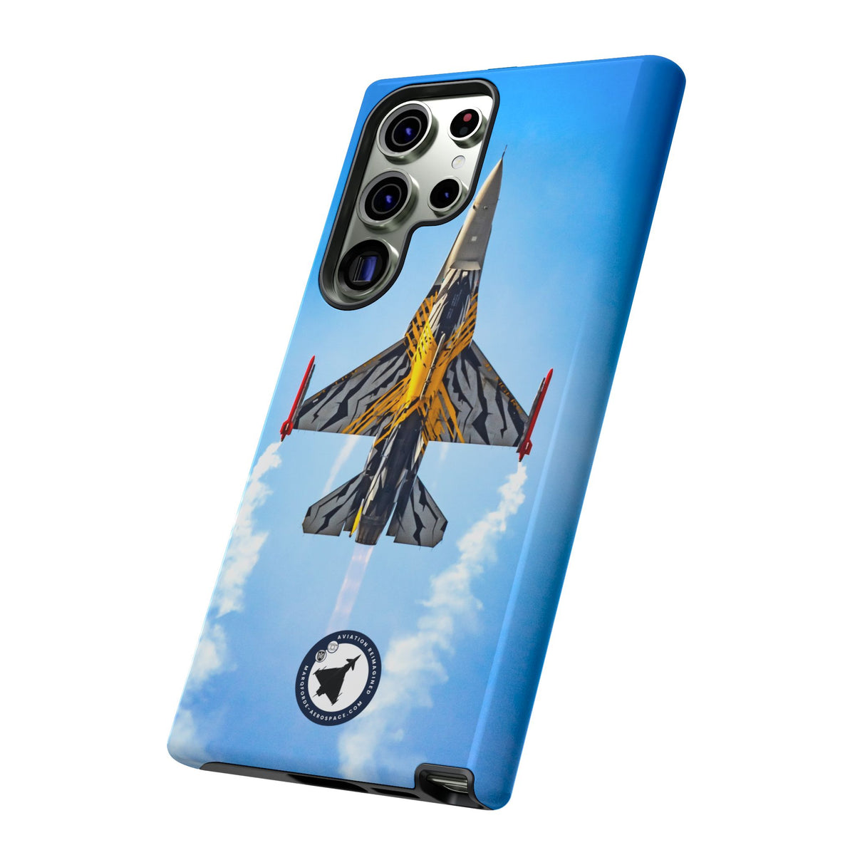 Belgian tiger-striped F-16 climbing vertically aviation photo Samsung Galaxy tough phone case – view 38